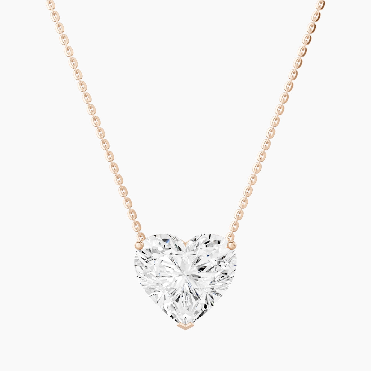 Solitaire | 18k Rose Gold 5 ct White Lab Diamond Heart Pendant