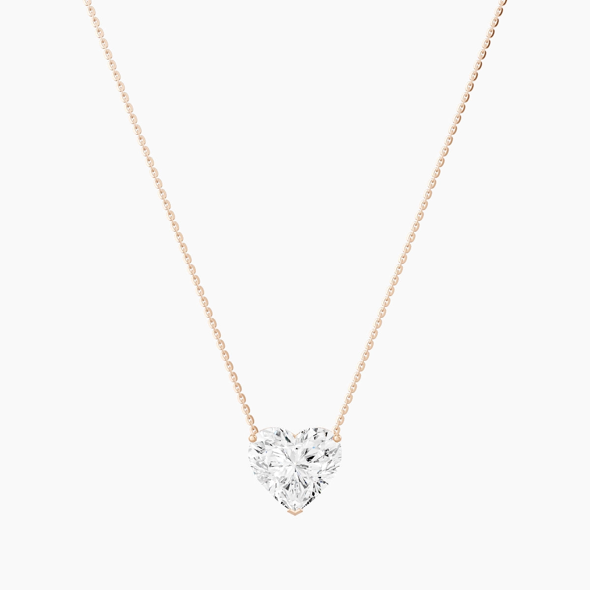 Solitaire | 18k Rose Gold 5 ct White Lab Diamond Heart Pendant
