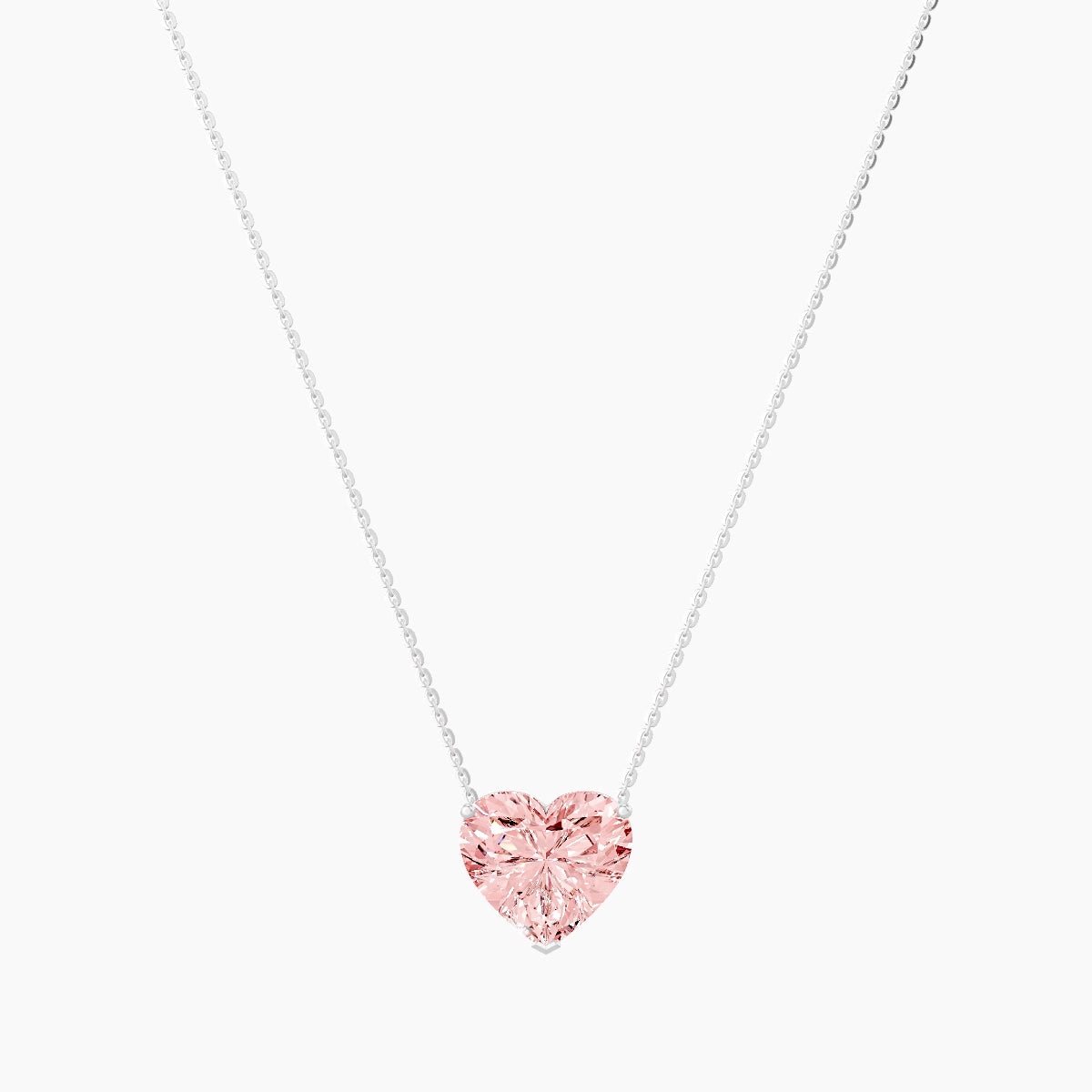 Solitaire | 18k White Gold 5 ct Pink Lab Diamond Heart Pendant