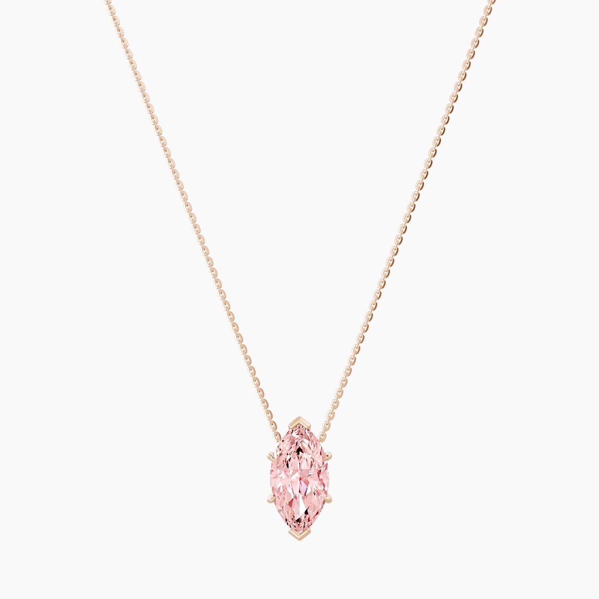 Solitaire | 18k Rose Gold 3 ct Pink Lab Diamond Marquise Pendant