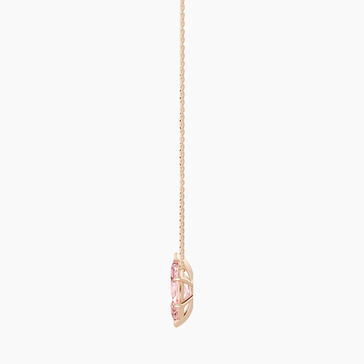 Solitaire | 18k Rose Gold 3 ct Pink Lab Diamond Marquise Pendant