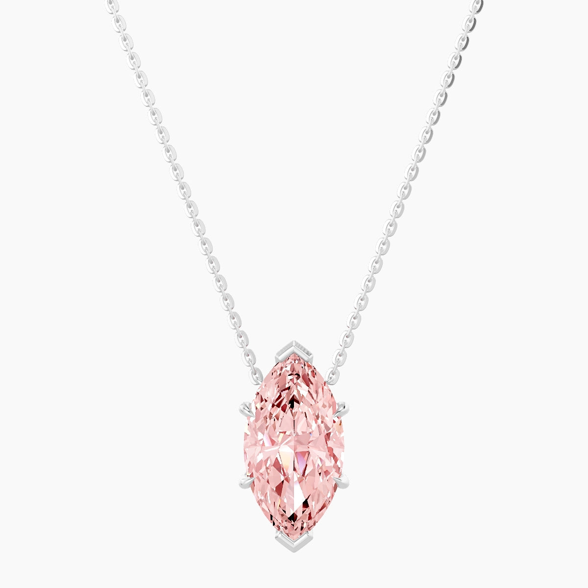 Solitaire | 18k White Gold 3 ct Pink Lab Diamond Marquise Pendant