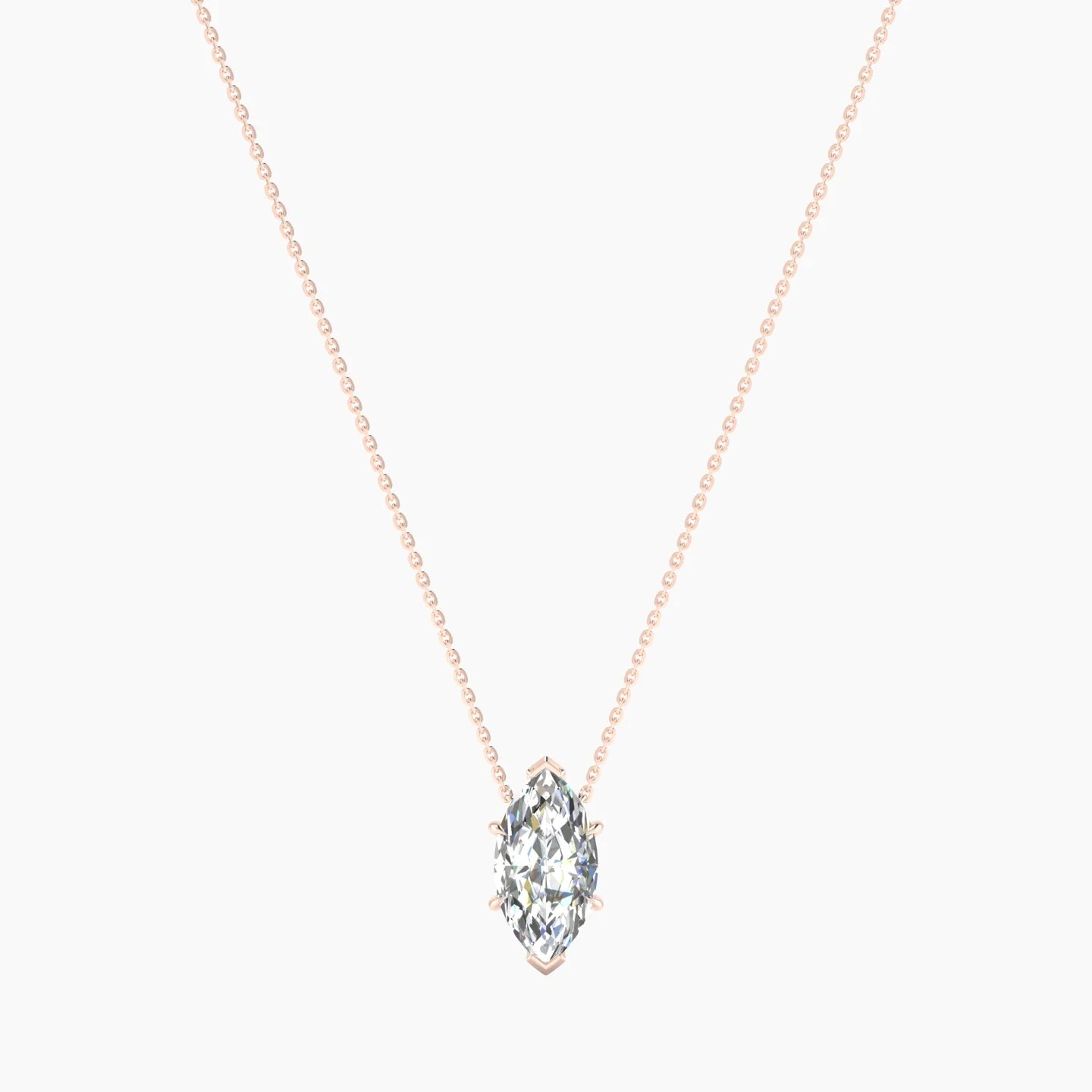 Solitaire | 18k Rose Gold 3 ct Lab Diamond Marquise Cut Pendant