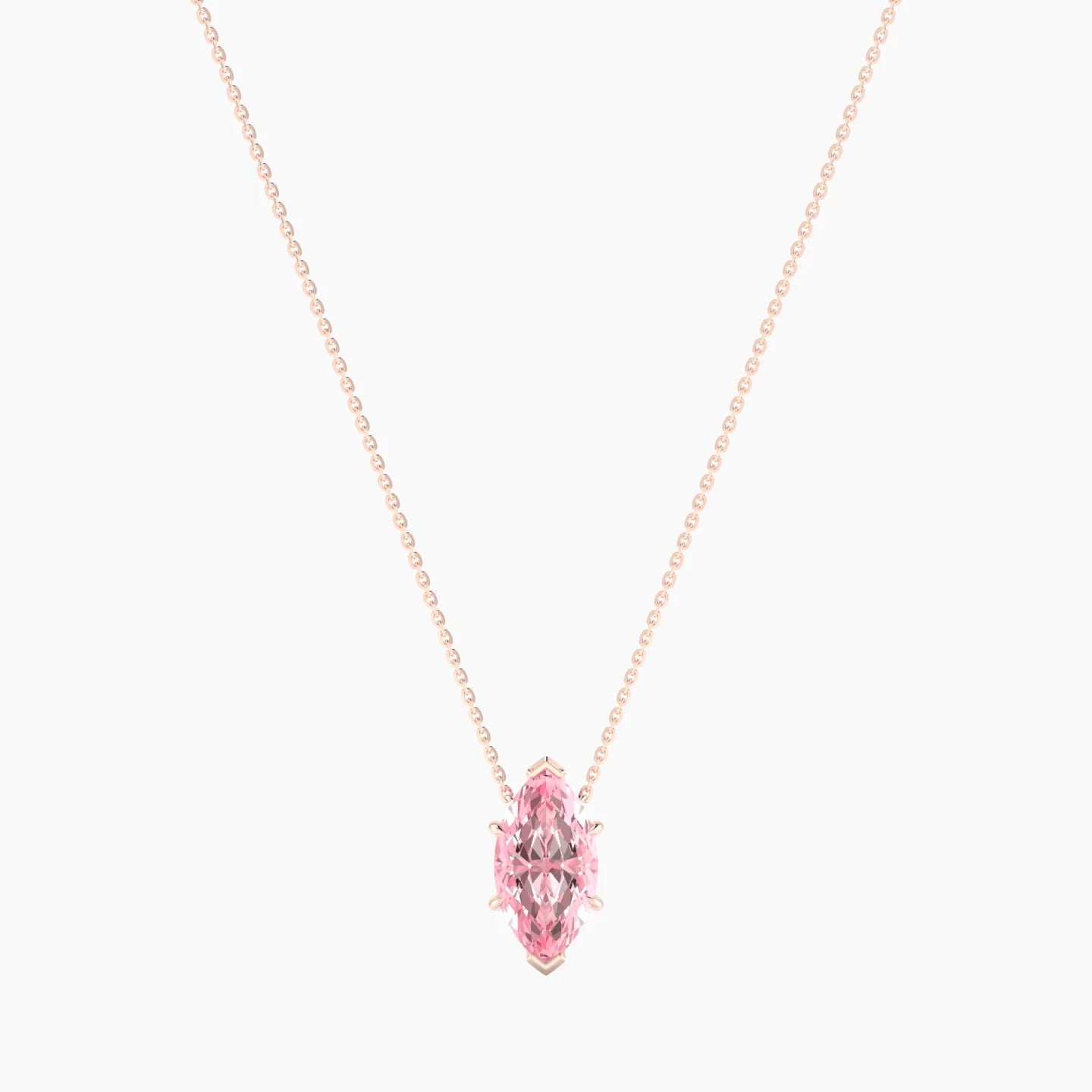 Solitaire | 18k Rose Gold 3 ct Pink Lab Diamond Marquise Cut Pendant