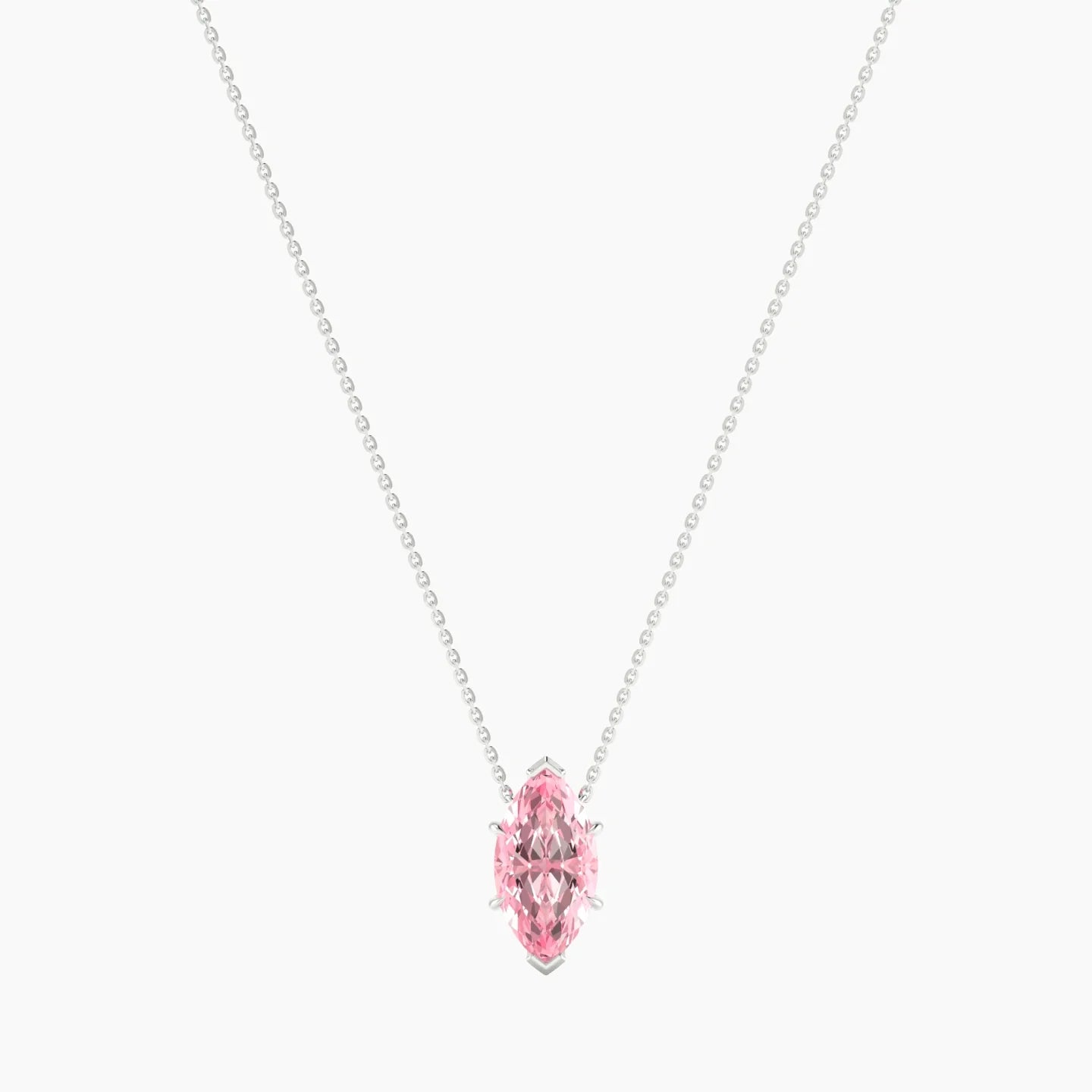 Solitaire | 18k White Gold 3 ct Pink Lab Diamond Marquise Cut Pendant