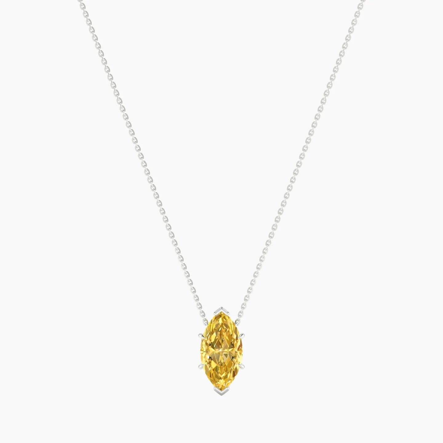 Solitaire | 18k White Gold 3 ct Yellow Lab Diamond Marquise Cut Pendant
