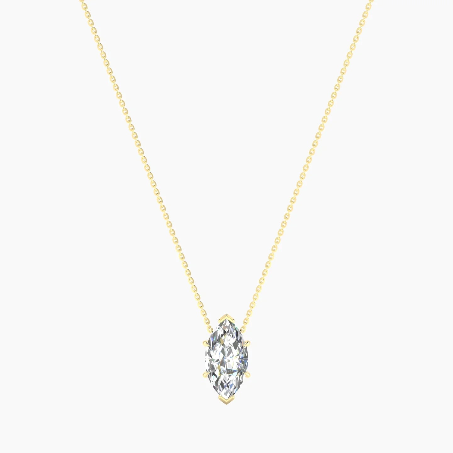 Solitaire | 18k Yellow Gold 3 ct Lab Diamond Marquise Cut Pendant