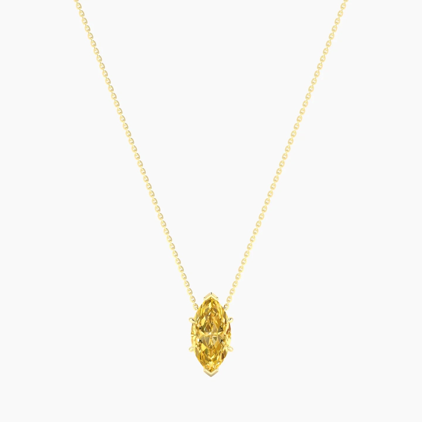 Solitaire | 18k Yellow Gold 3 ct Yellow Lab Diamond Marquise Cut Pendant
