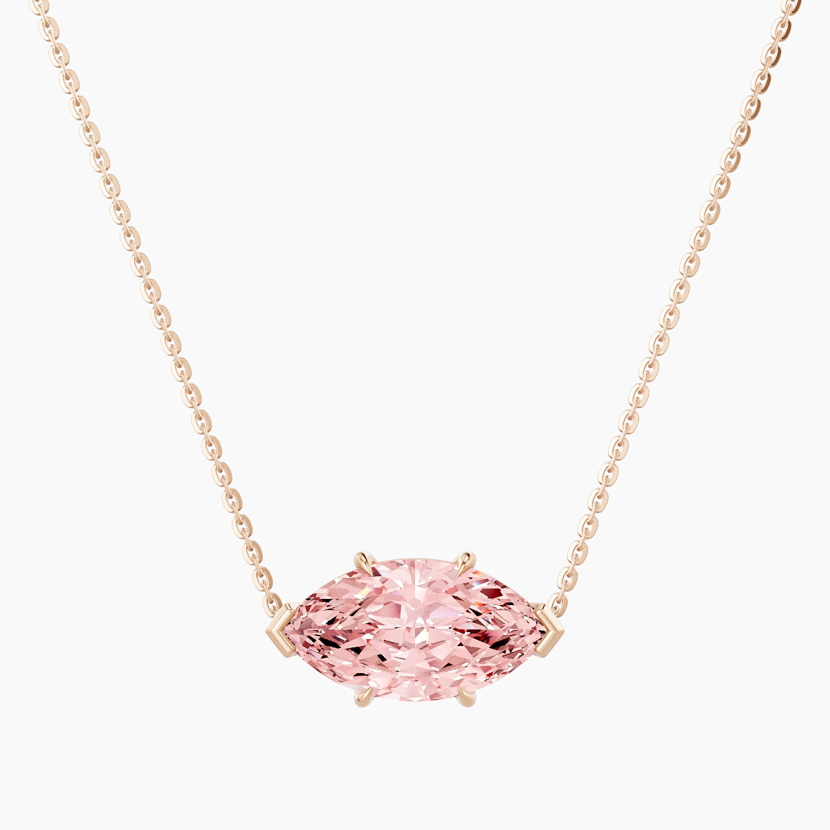 Solitaire | 18k Rose Gold 3 ct Pink Lab Diamond Marquise Pendant