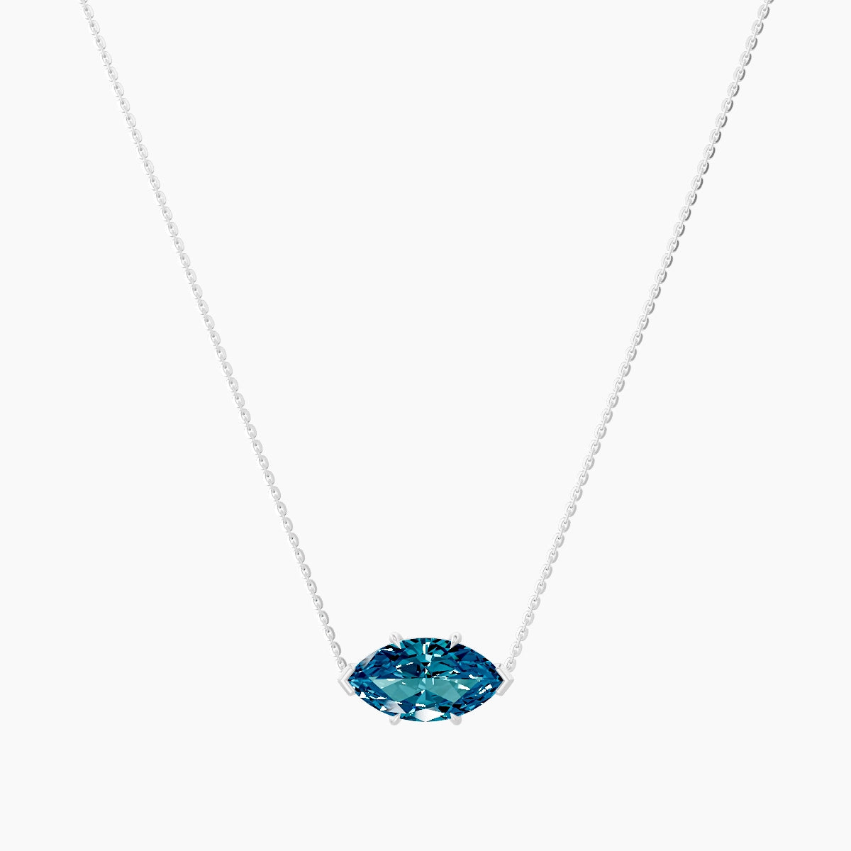 Solitaire | 18k White Gold 3 ct Blue Lab Diamond Marquise Pendant