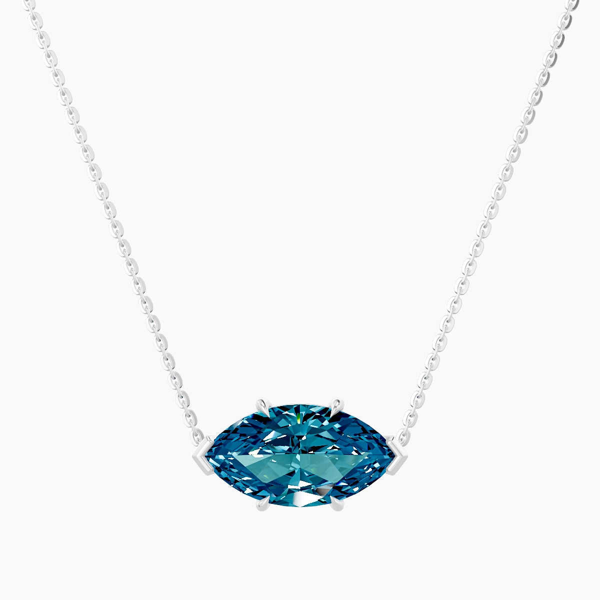 Solitaire | 18k White Gold 3 ct Blue Lab Diamond Marquise Pendant