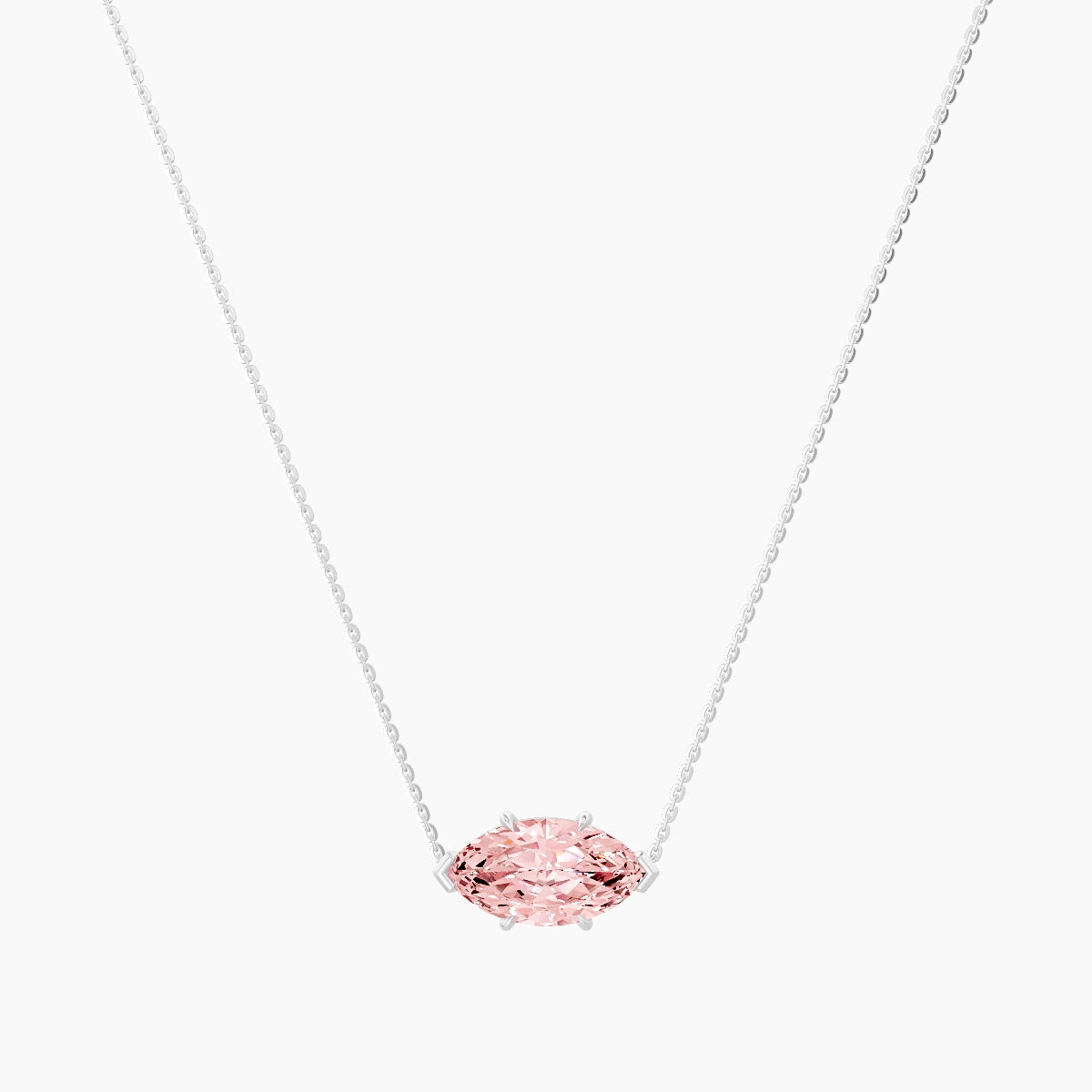 Solitaire | 18k White Gold 3 ct Pink Lab Diamond Marquise Pendant