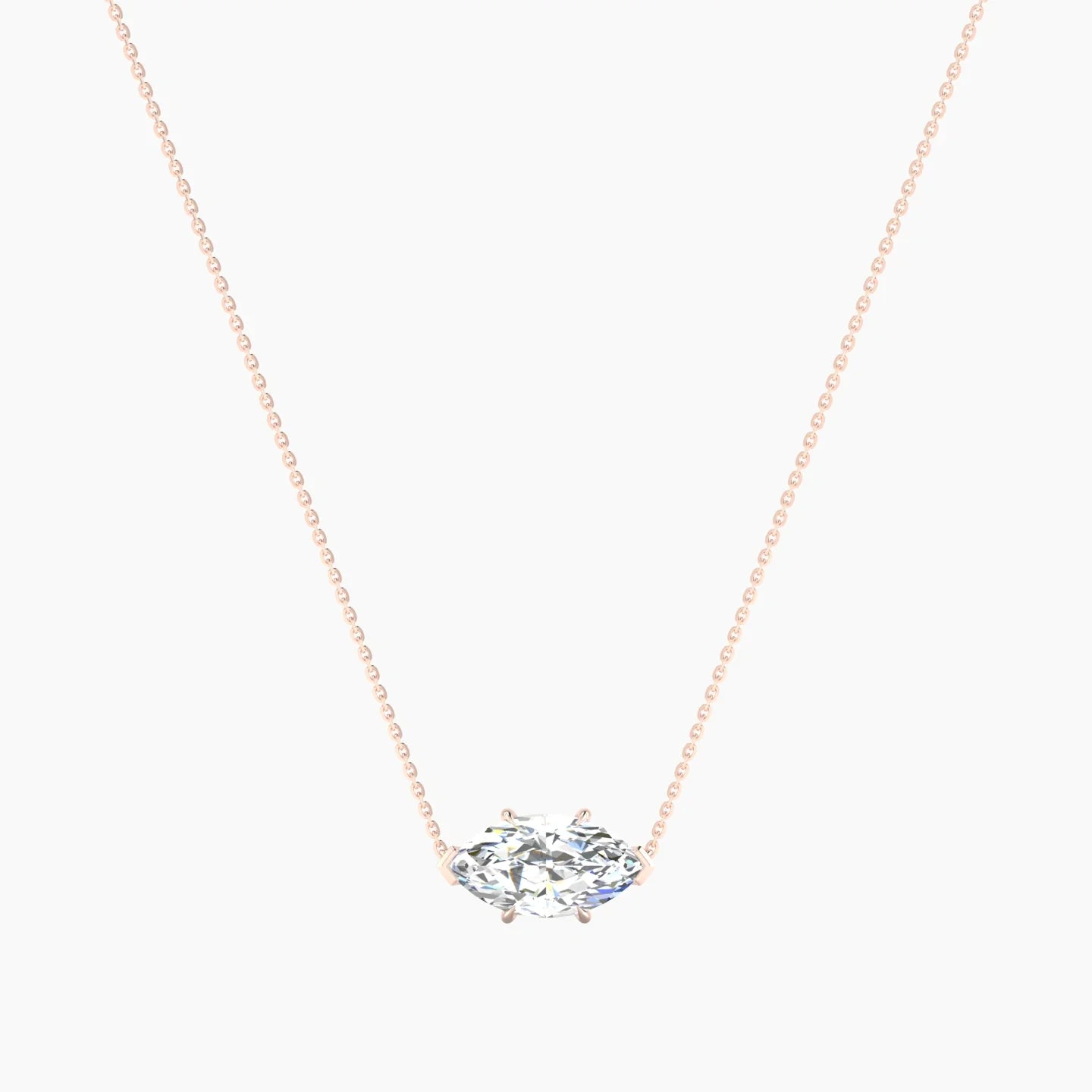 Solitaire | 18k Rose Gold 3 ct Lab Diamond Marquise Cut Pendant