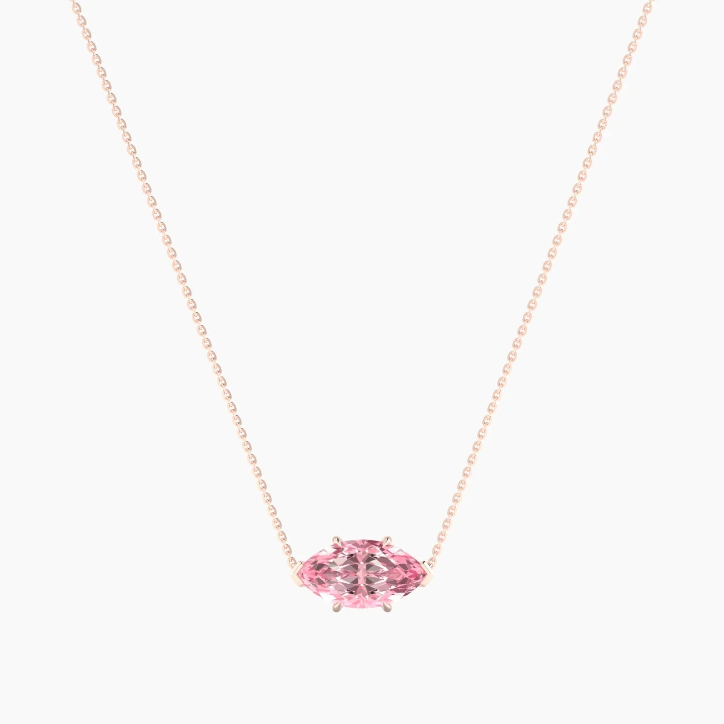 Solitaire | 18k Rose Gold 3 ct Pink Lab Diamond Marquise Cut Pendant