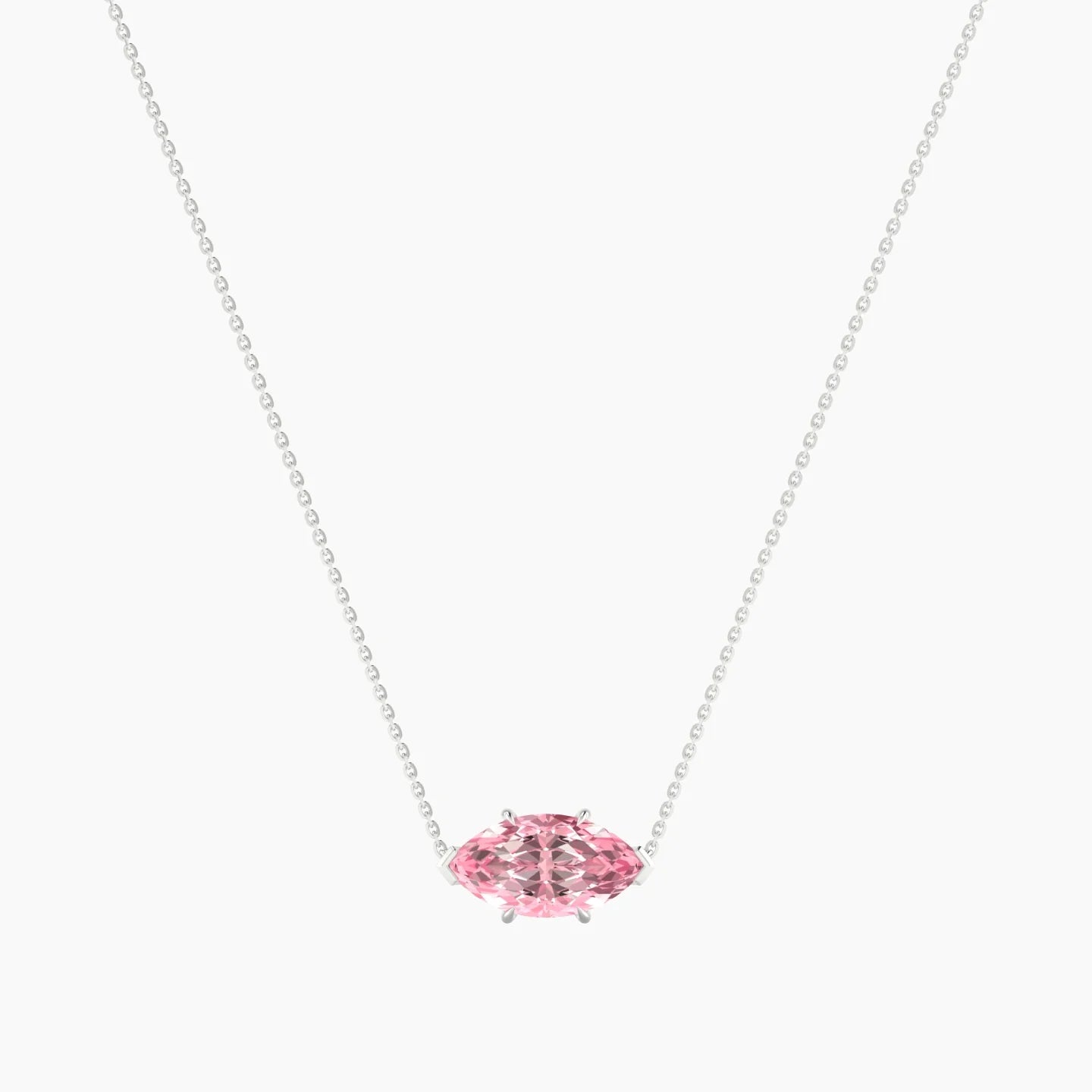 Solitaire | 18k White Gold 3 ct Pink Lab Diamond Marquise Cut Pendant
