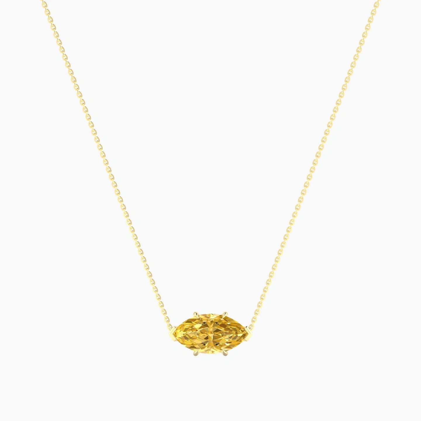 Solitaire | 18k Yellow Gold 3 ct Yellow Lab Diamond Marquise Cut Pendant