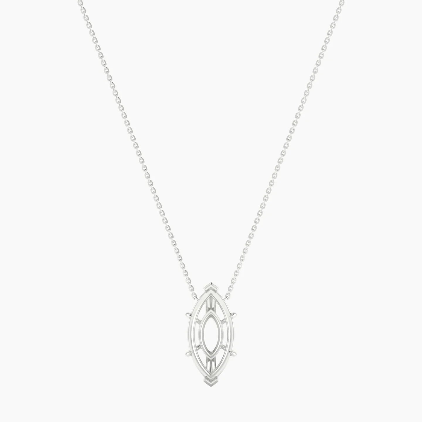 Solitaire | 18k White Gold 5-7.99 ct Marquise Cut Pendant Setting