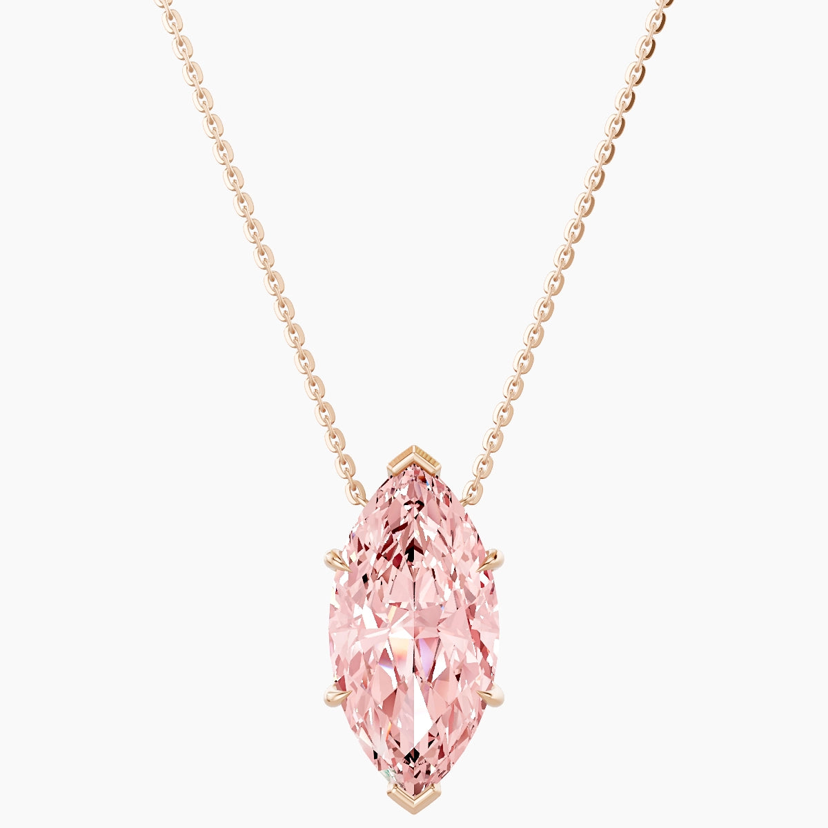 Solitaire | 18k Rose Gold 5 ct Pink Lab Diamond Marquise Pendant