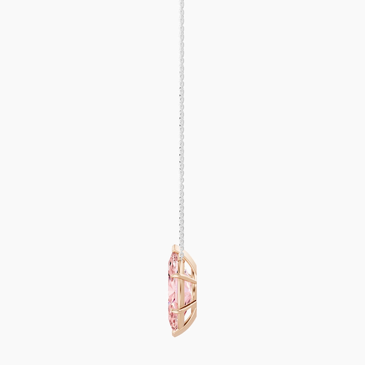 Solitaire | 18k White & Rose Gold 5 ct Pink Lab Diamond Marquise Pendant