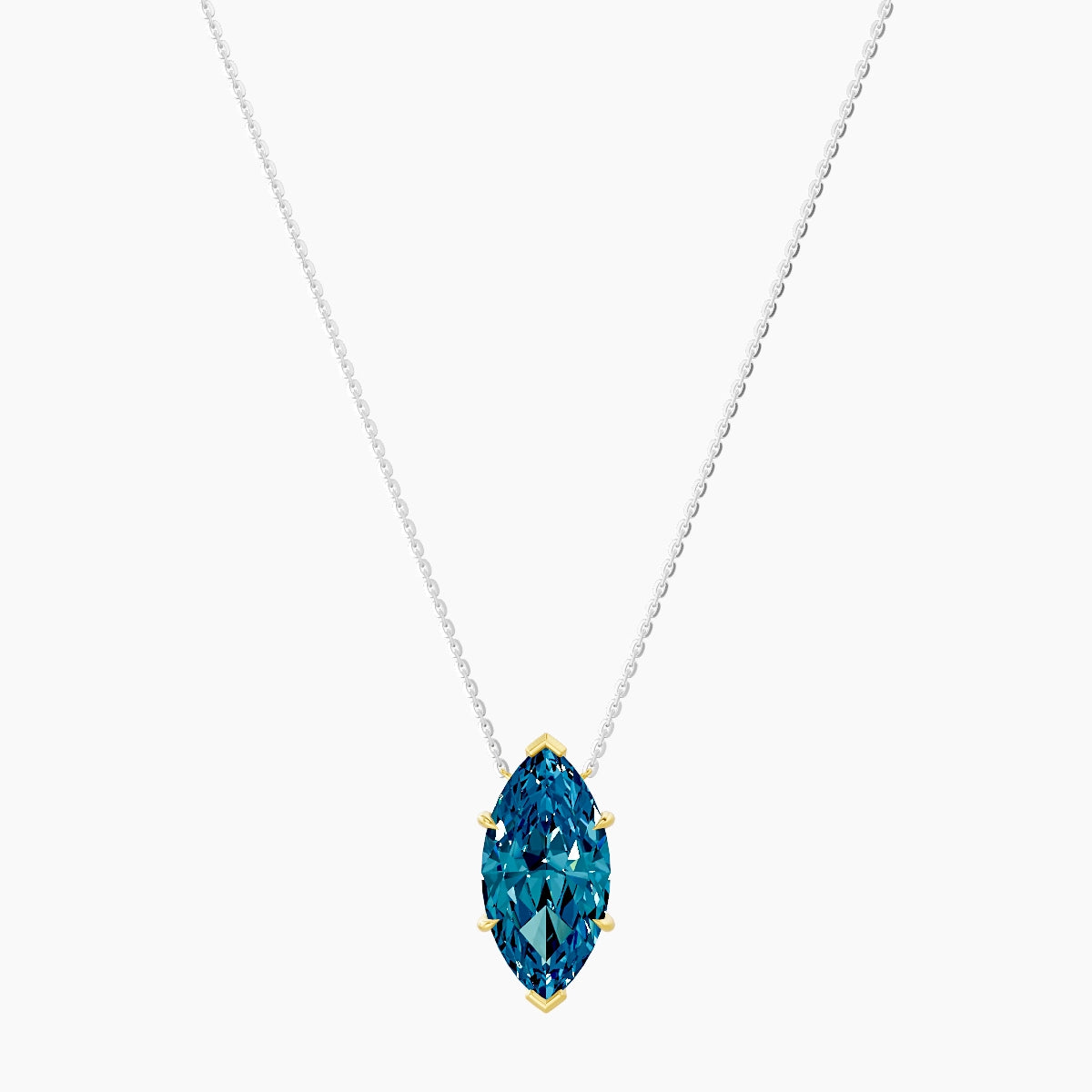 Solitaire | 18k White & Yellow Gold 5 ct Blue Lab Diamond Marquise Pendant