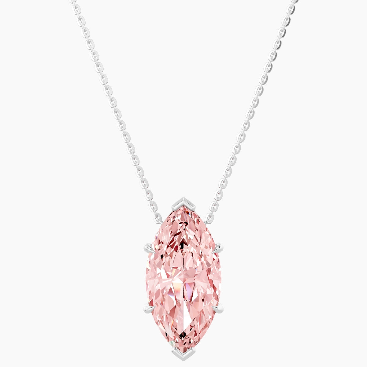 Solitaire | 18k White Gold 5 ct Pink Lab Diamond Marquise Pendant
