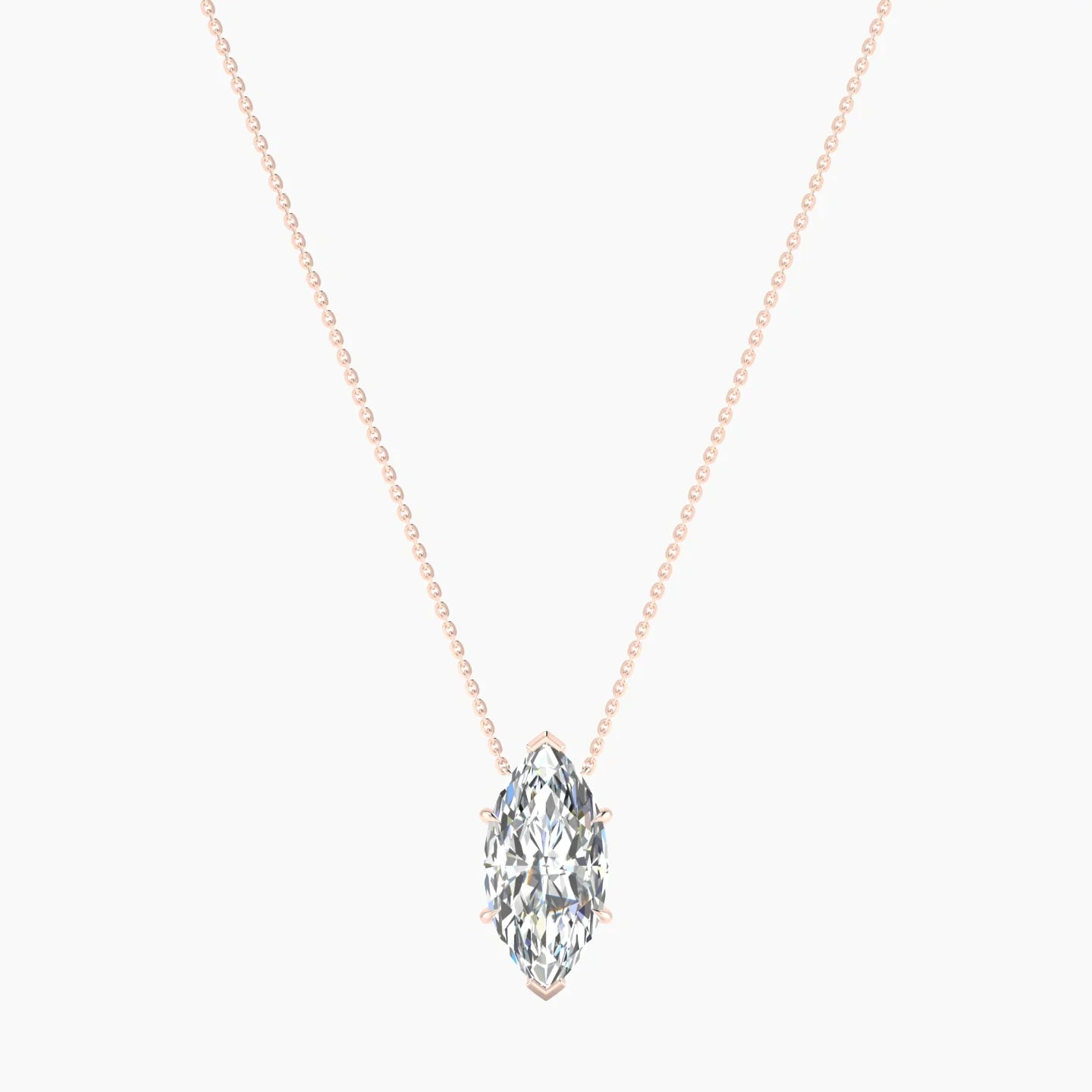 Solitaire | 18k Rose Gold 5 ct Lab Diamond Marquise Cut Pendant