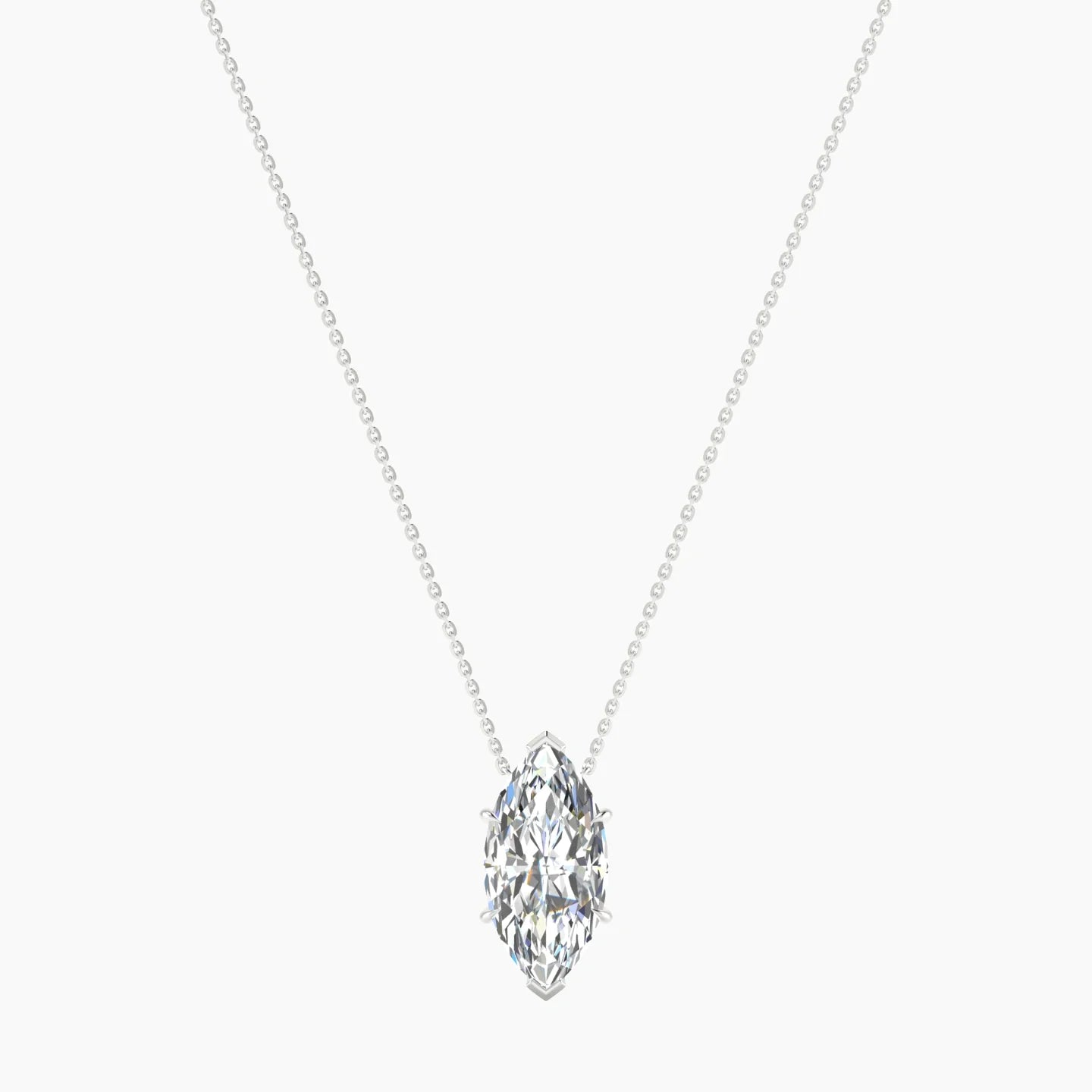 Solitaire | 18k White Gold 5 ct Lab Diamond Marquise Cut Pendant