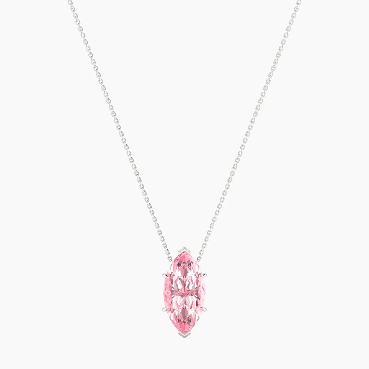 Solitaire | 18k White Gold 5 ct Pink Lab Diamond Marquise Cut Pendant