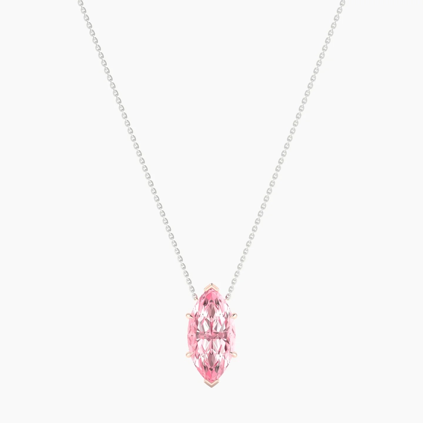 Solitaire | 18k White & Rose Gold 5 ct Pink Lab Diamond Marquise Cut Pendant