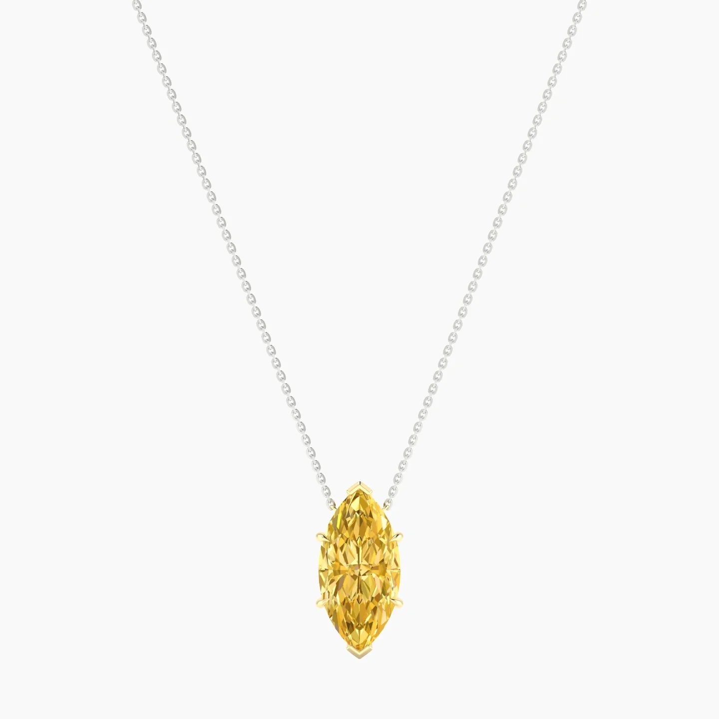 Solitaire | 18k White & Yellow Gold 5 ct Yellow Lab Diamond Marquise Cut Pendant