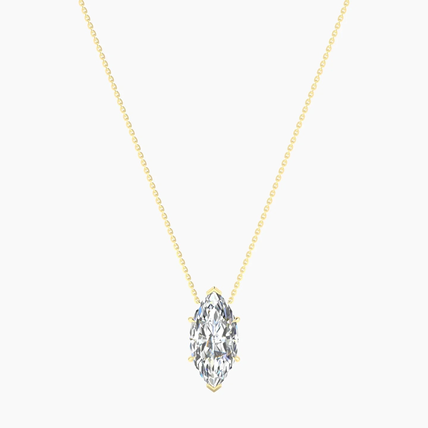 Solitaire | 18k Yellow Gold 5 ct Lab Diamond Marquise Cut Pendant