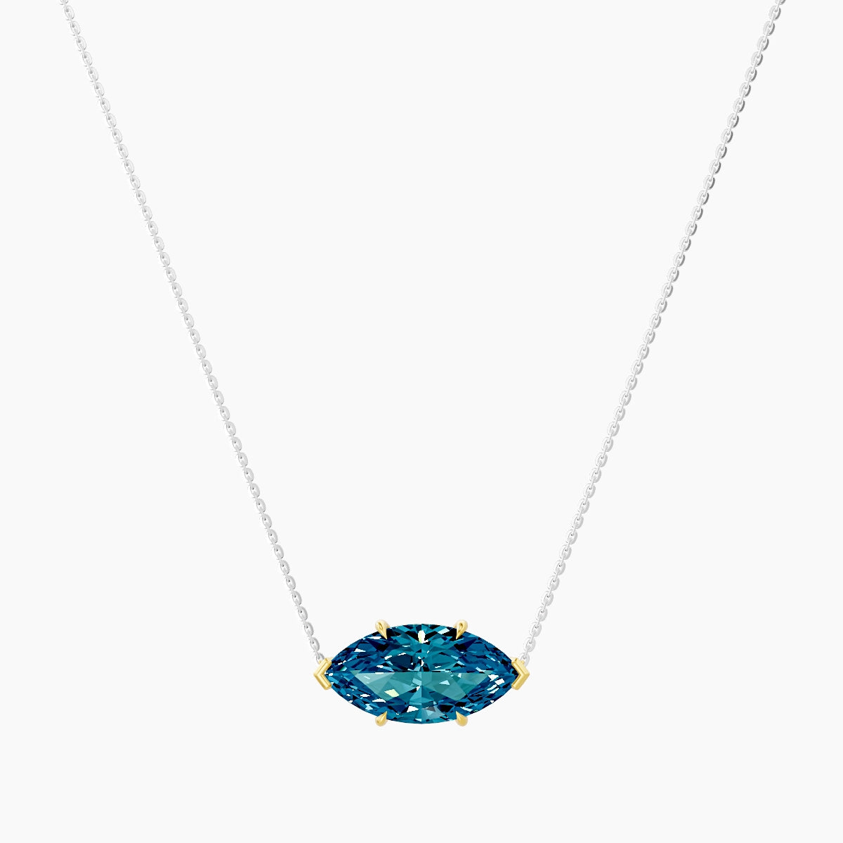 Solitaire | 18k White & Yellow Gold 5 ct Blue Lab Diamond Marquise Pendant