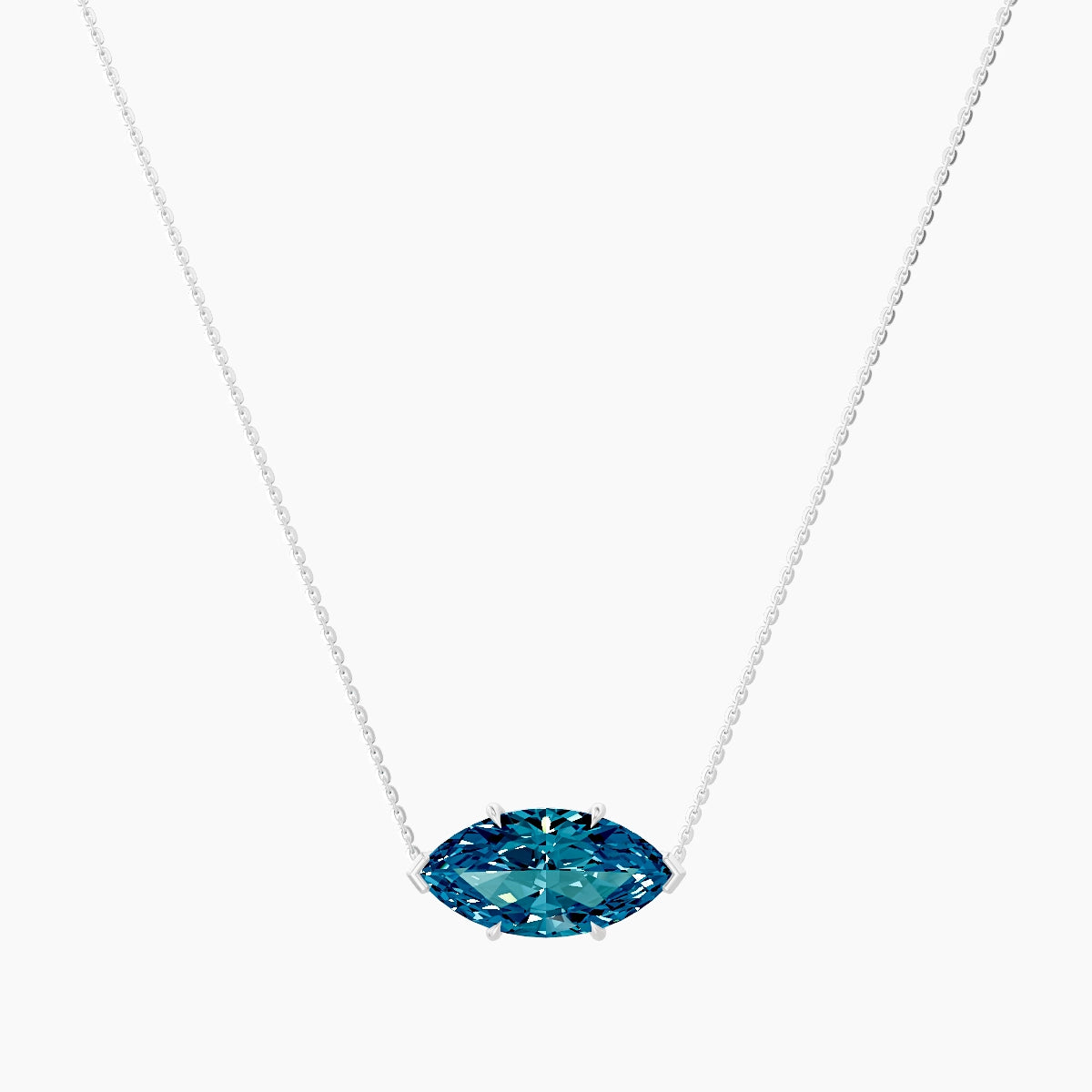 Solitaire | 18k White Gold 5 ct Blue Lab Diamond Marquise Pendant