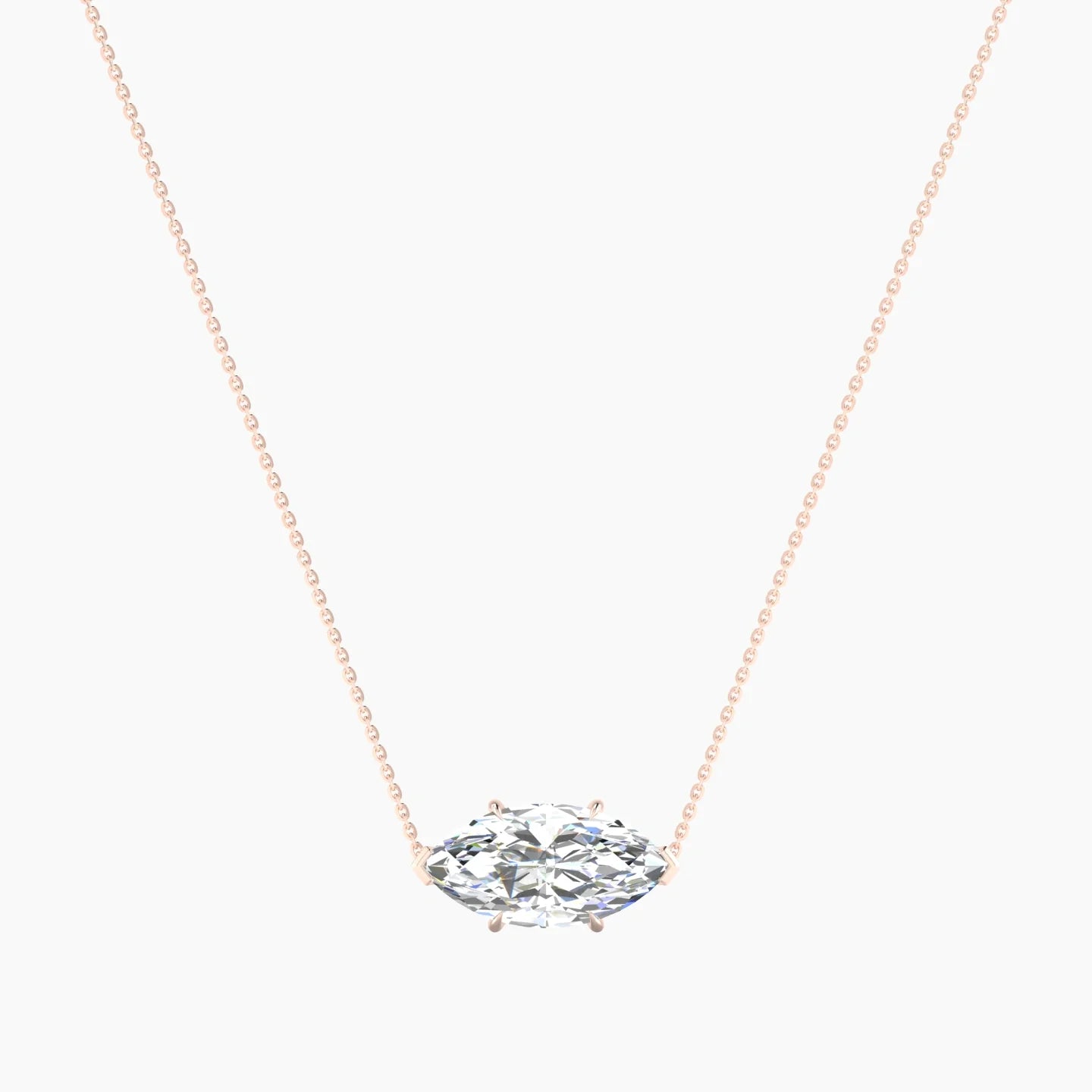 Solitaire | 18k Rose Gold 5 ct Lab Diamond Marquise Cut Pendant