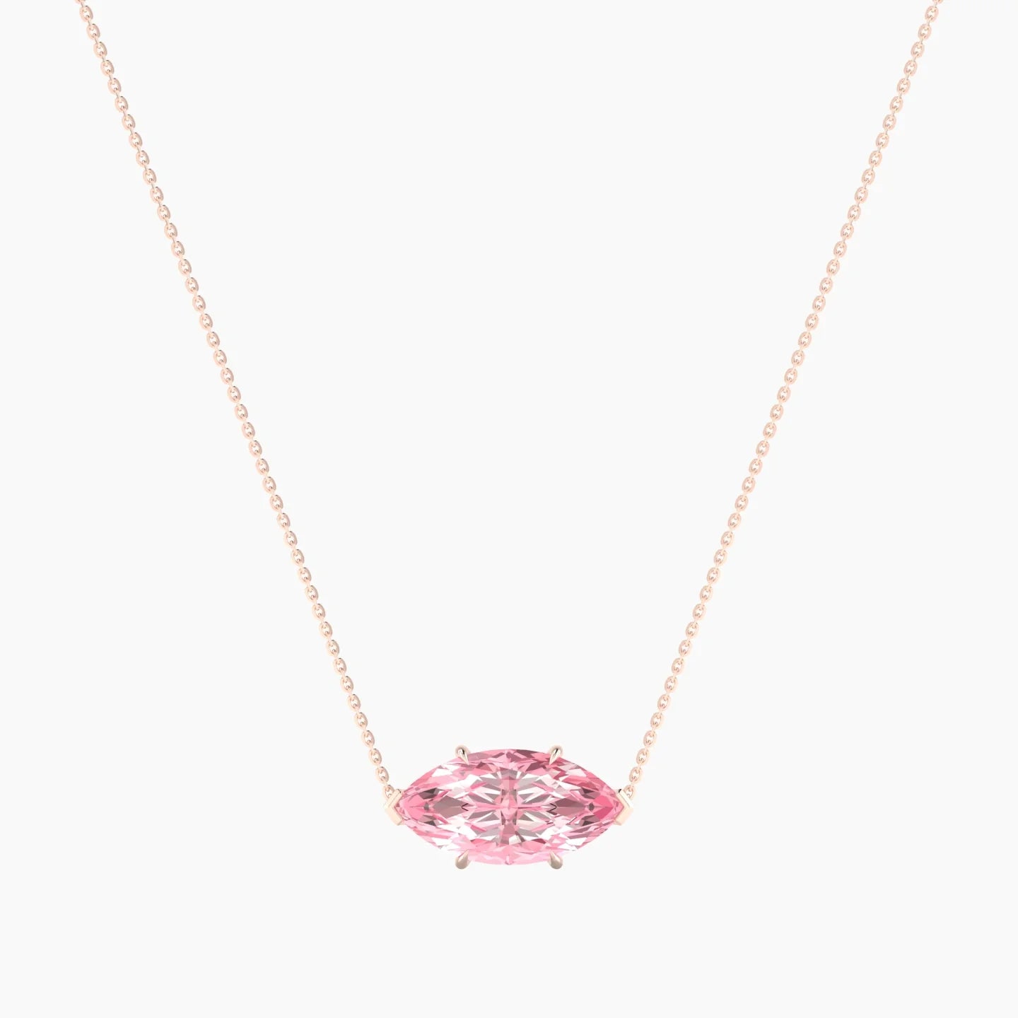 Solitaire | 18k Rose Gold 5 ct Pink Lab Diamond Marquise Cut Pendant