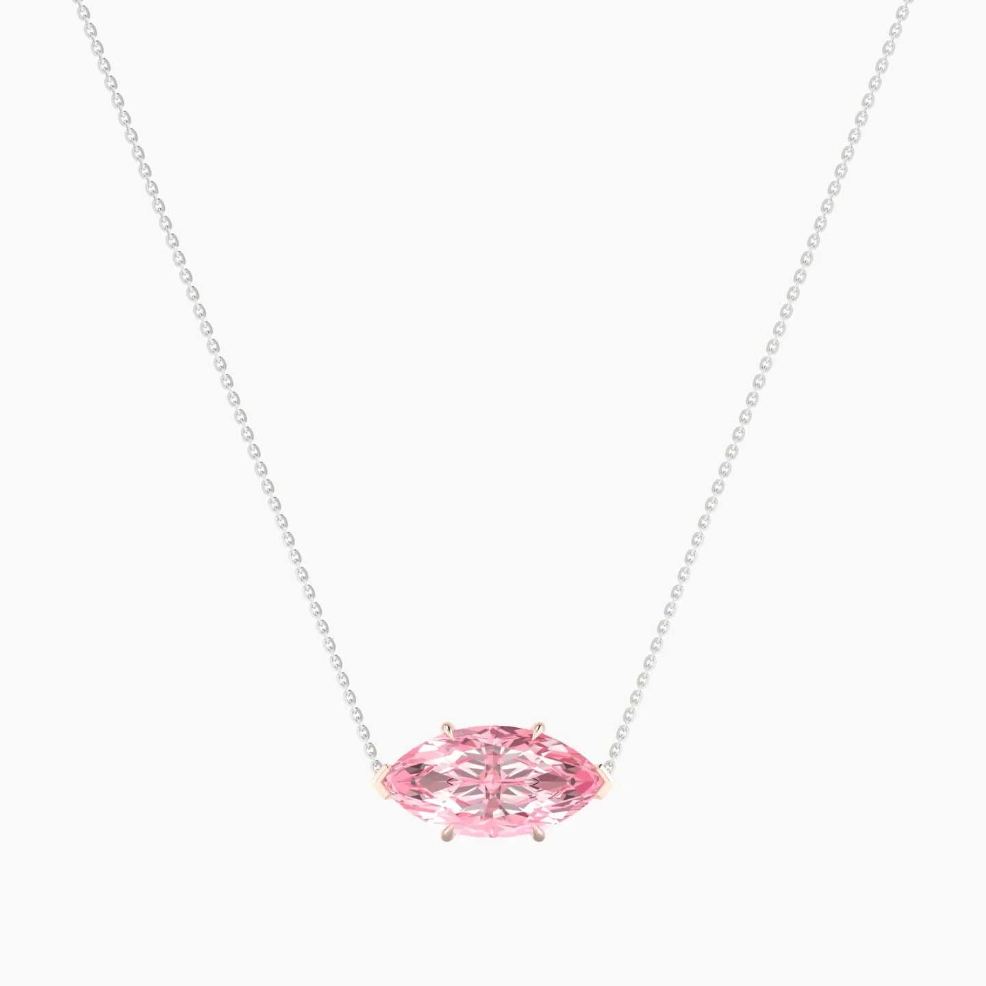 Solitaire | 18k White & Rose Gold 5 ct Pink Lab Diamond Marquise Cut Pendant