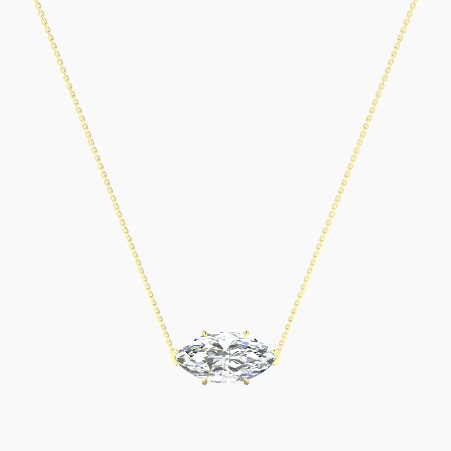 Solitaire | 18k Yellow Gold 5 ct Lab Diamond Marquise Cut Pendant