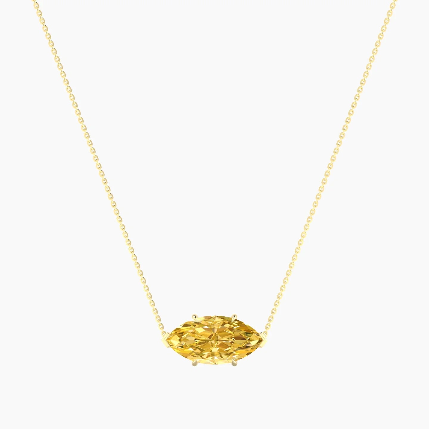 Solitaire | 18k Yellow Gold 5 ct Yellow Lab Diamond Marquise Cut Pendant