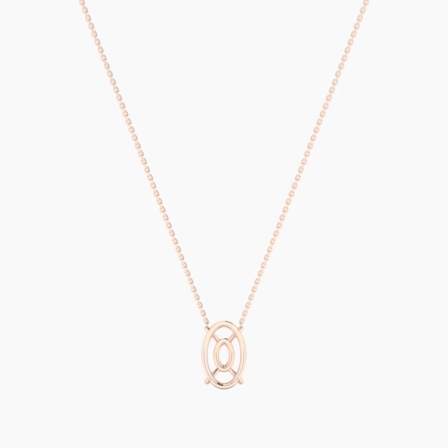 Solitaire | 18k Rose Gold 3-4.99 ct Oval Cut Pendant Setting