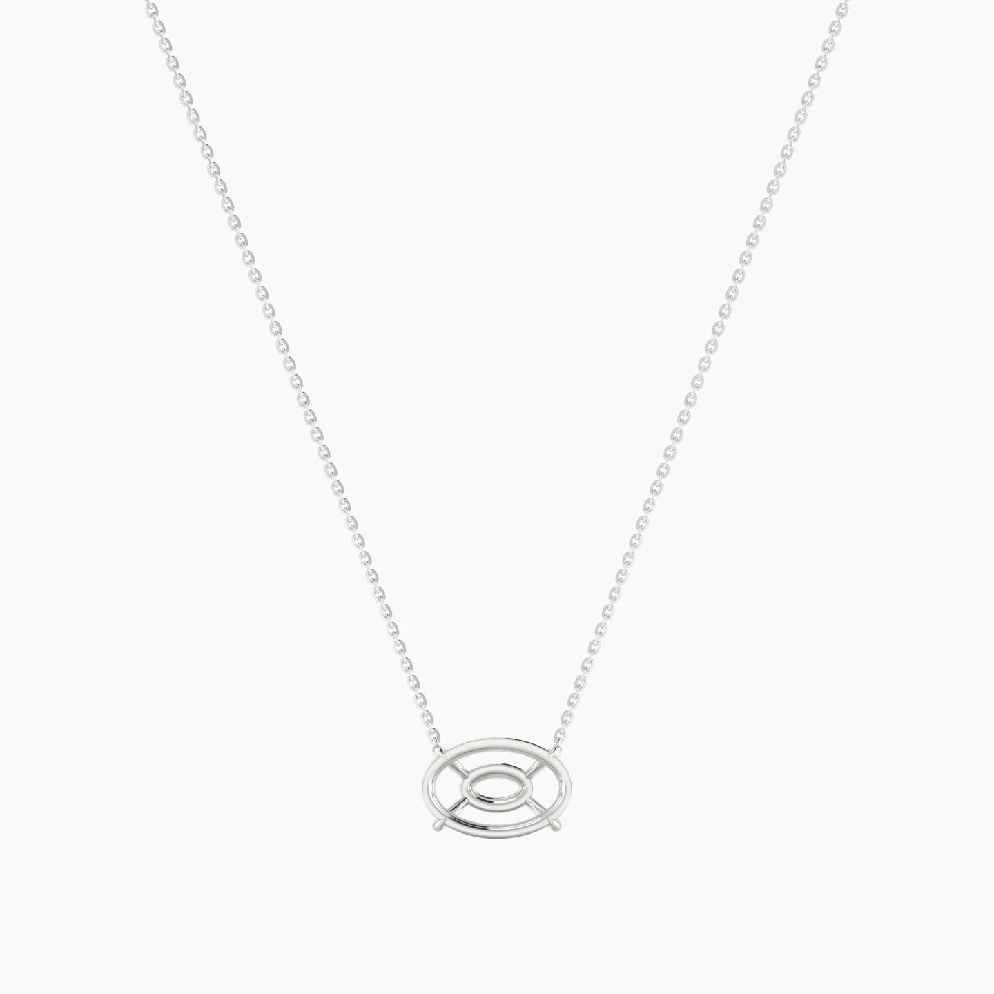 Solitaire | 18k White Gold 3-4.99 ct Oval Cut Pendant Setting