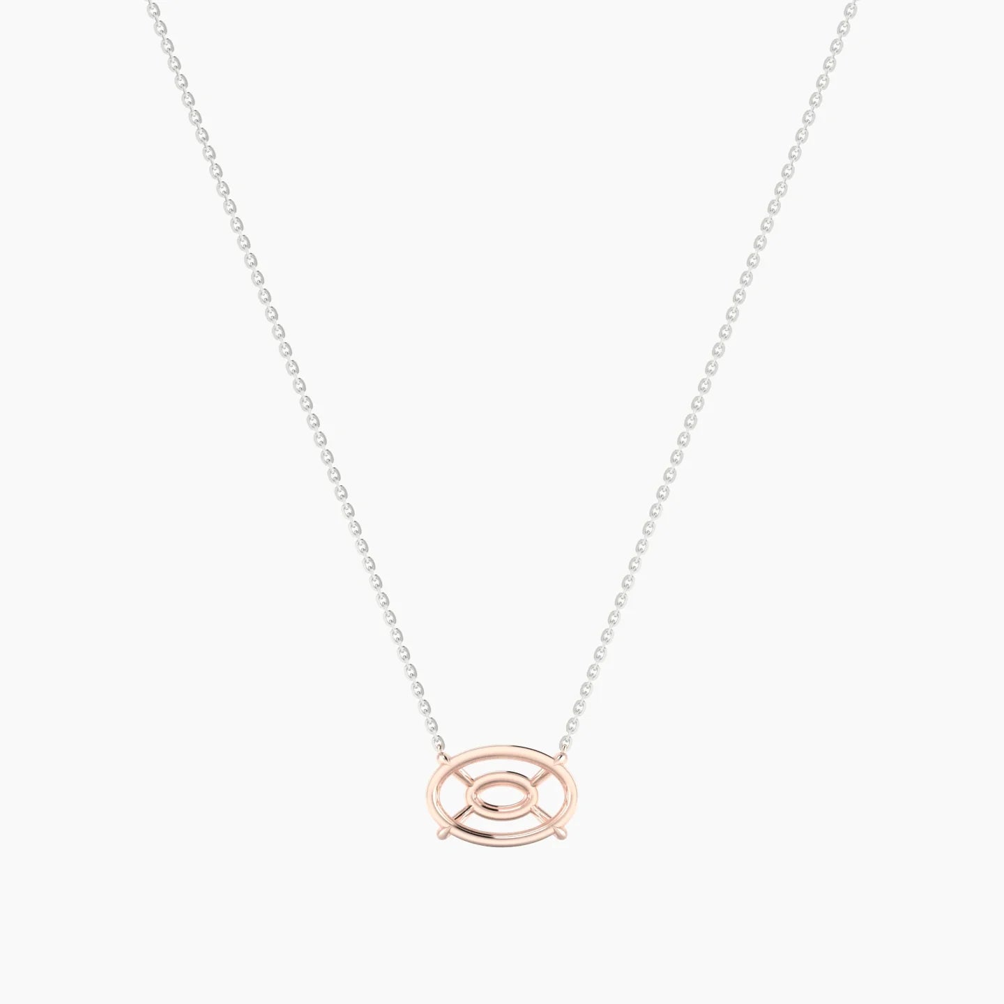 Solitaire | 18k White & Rose Gold 3-4.99 ct Oval Cut Pendant Setting