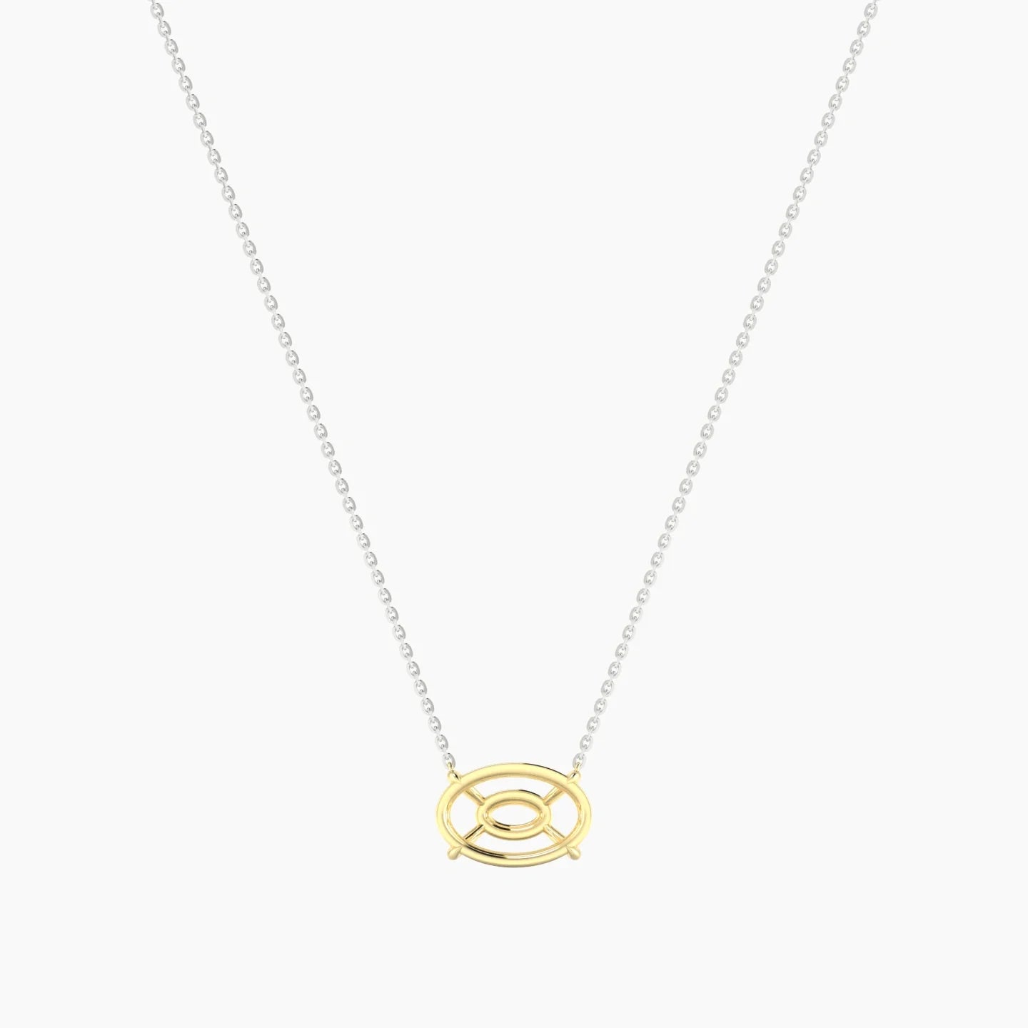Solitaire | 18k White & Yellow Gold 3-4.99 ct Oval Cut Pendant Setting