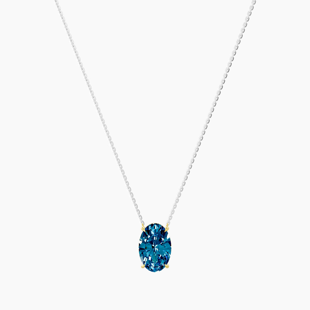 Solitaire | 18k White & Yellow Gold 3 ct Blue Lab Diamond Oval Pendant
