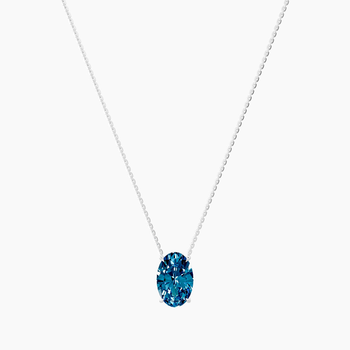 Solitaire | 18k White Gold 3 ct Blue Lab Diamond Oval Pendant