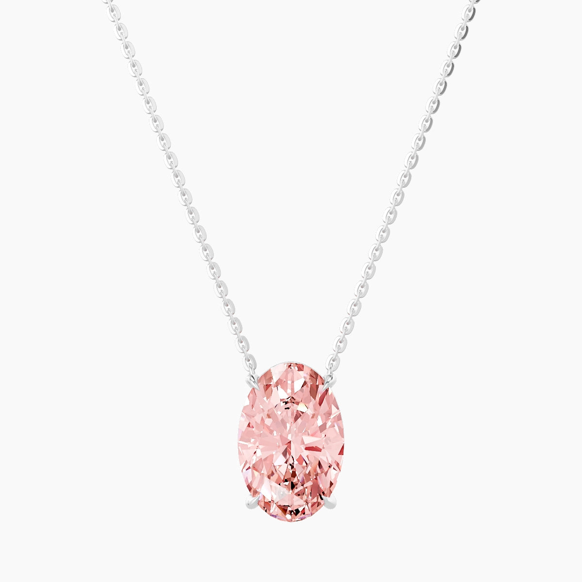 Solitaire | 18k White Gold 3 ct Pink Lab Diamond Oval Pendant