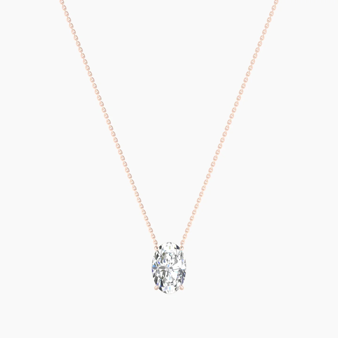 Solitaire | 18k Rose Gold 3 ct Lab Diamond Oval Cut Pendant