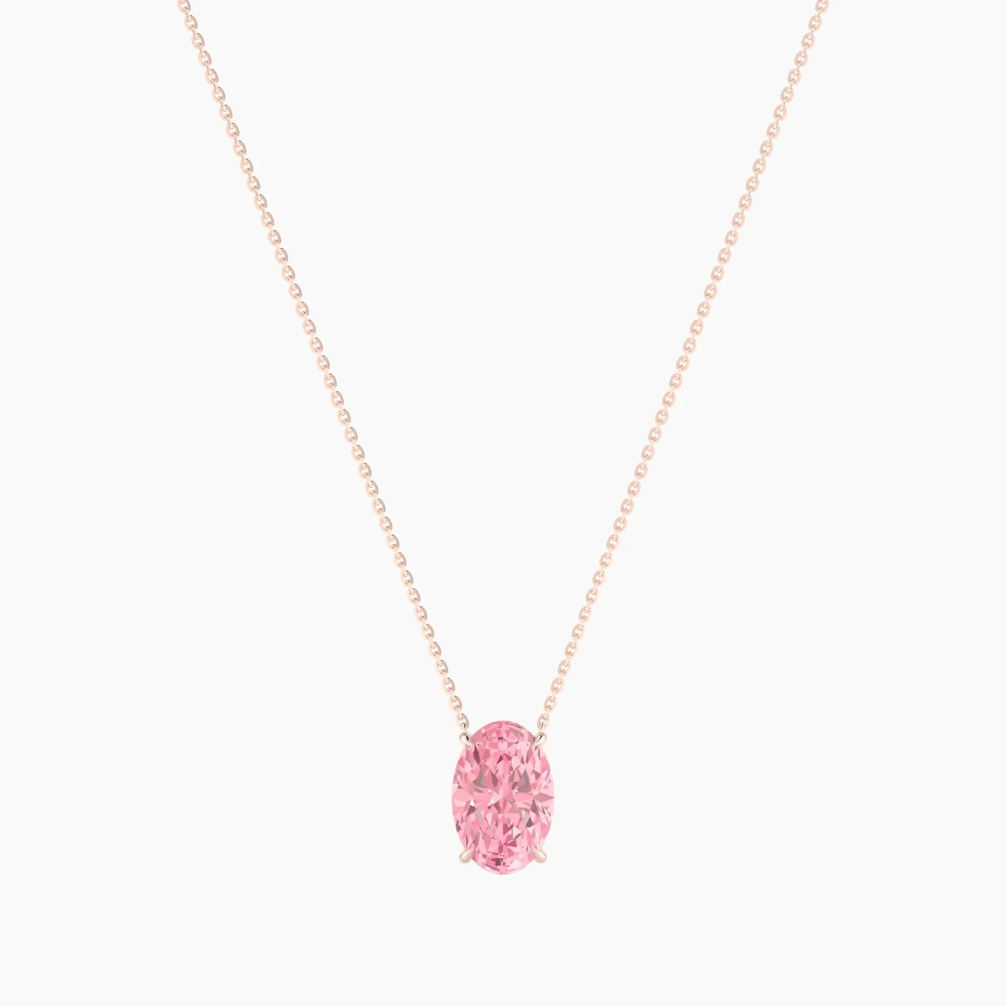 Solitaire | 18k Rose Gold 3 ct Pink Lab Diamond Oval Cut Pendant