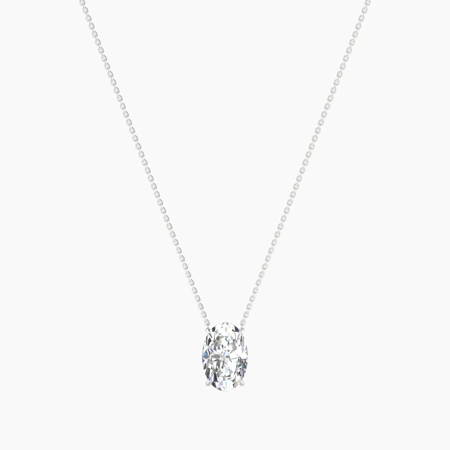 Solitaire | 18k White Gold 3 ct Lab Diamond Oval Cut Pendant