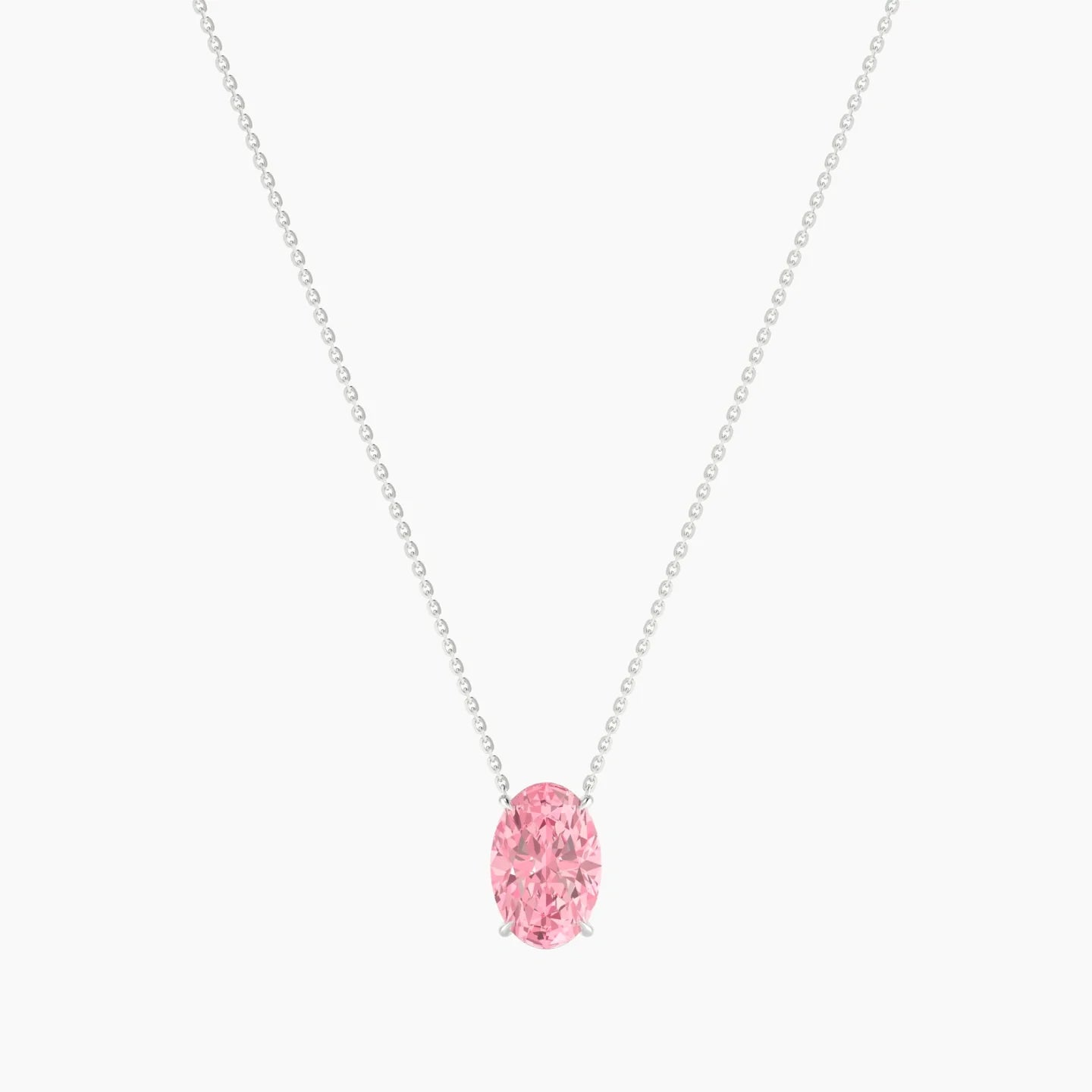 Solitaire | 18k White Gold 3 ct Pink Lab Diamond Oval Cut Pendant