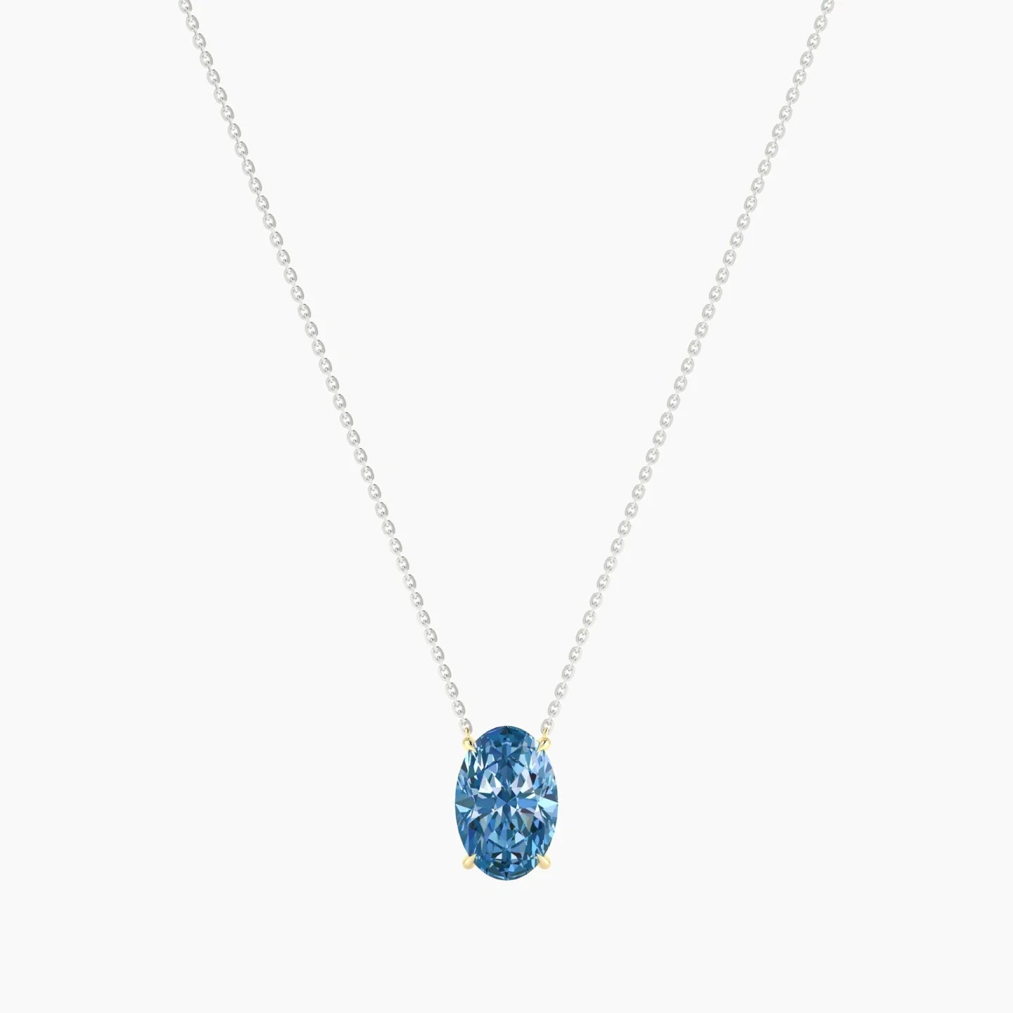Solitaire | 18k White & Yellow Gold 3 ct Blue Lab Diamond Oval Cut Pendant